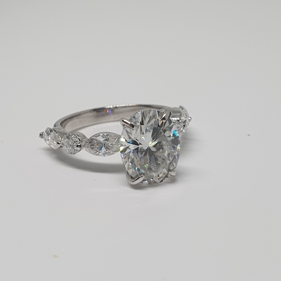 3 Carat Oval Cut Moissanite Engagement Ring Gold - Picture 9 of 10